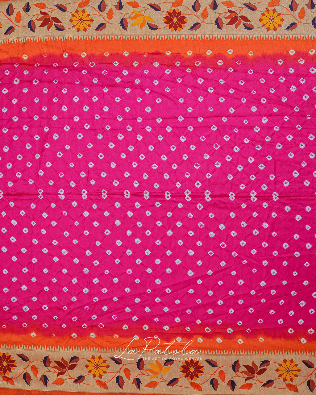 Fuchsia Floral Pallu Bandhej Saree
