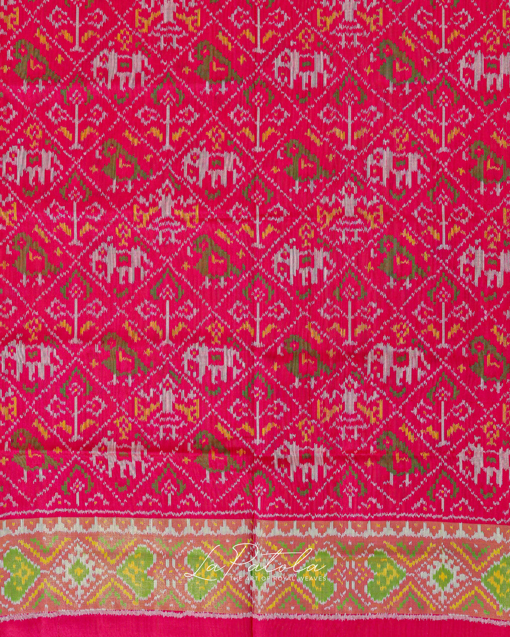 Rani Pink Navratan Panel Patola Saree