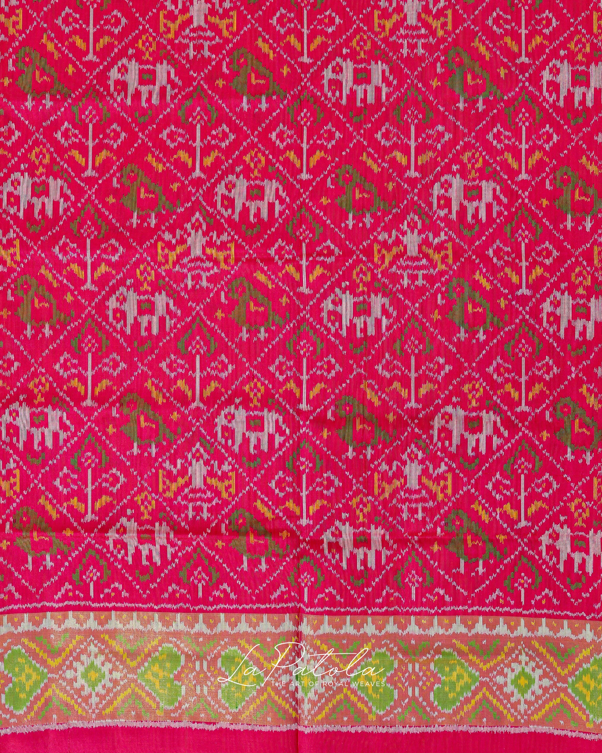 Rani Pink Navratan Panel Patola Saree