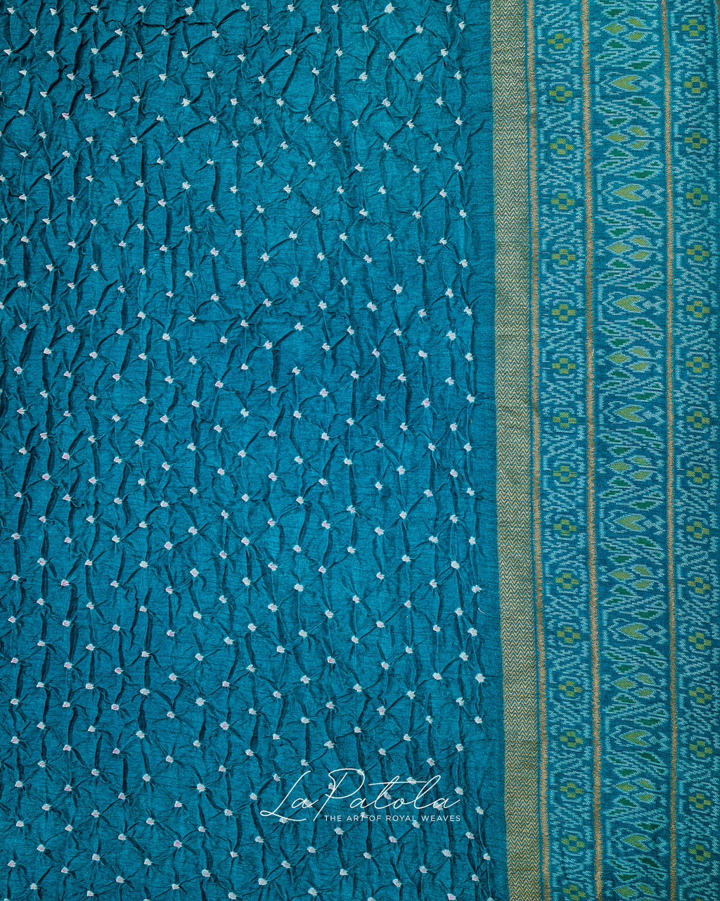 Teal Micro Dot Bandhej Saree