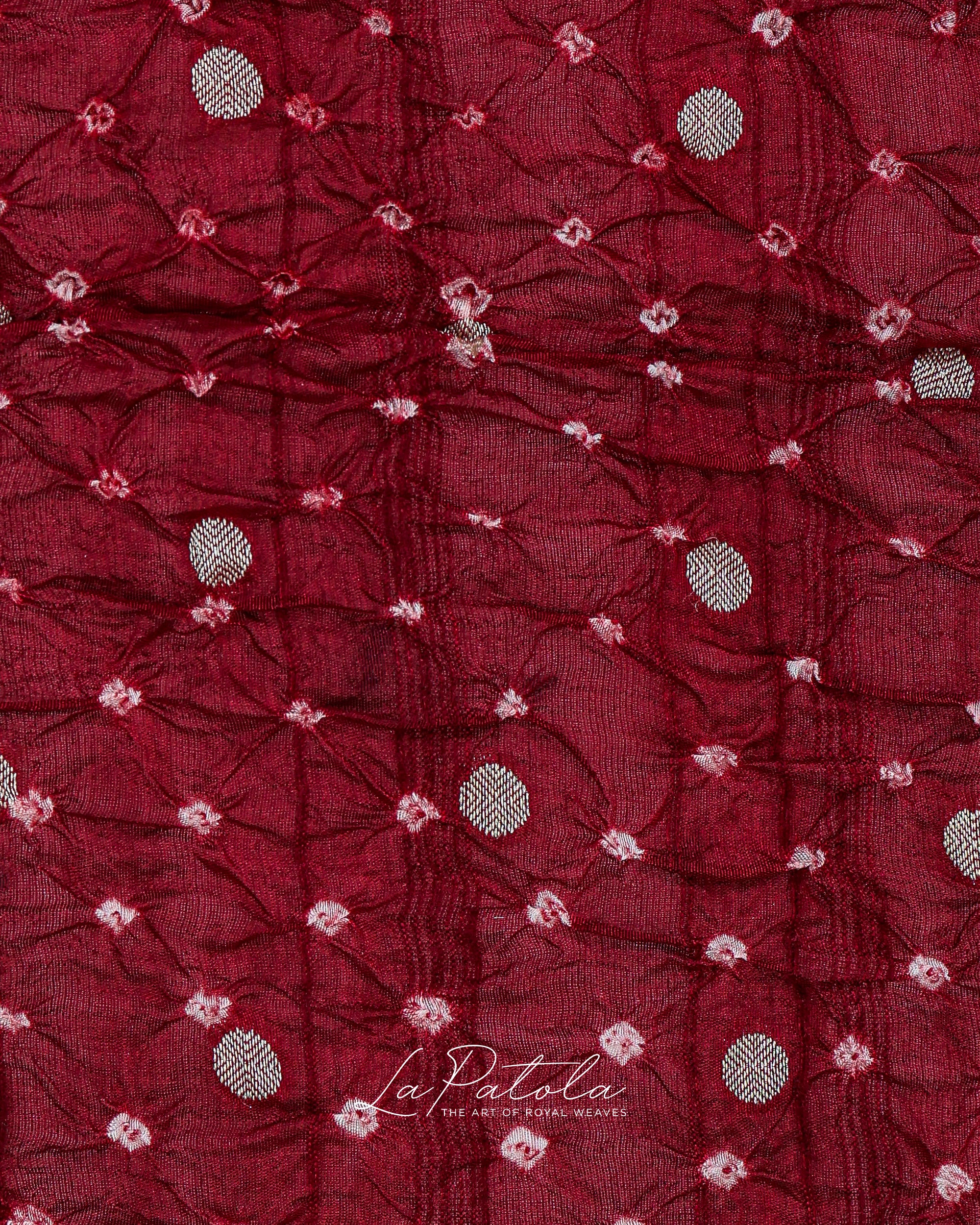 Maroon Floral Panel Bandhej Saree