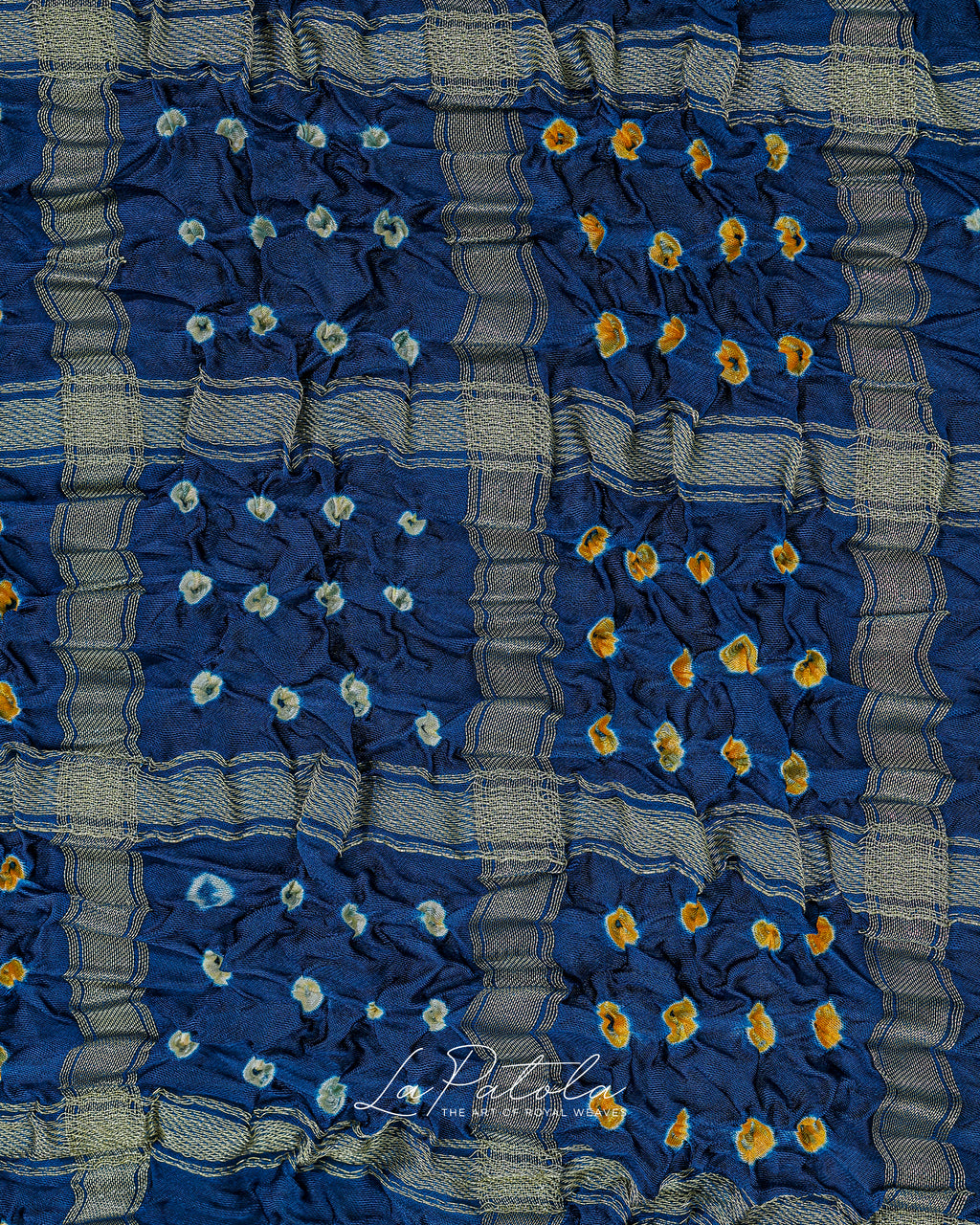 Indigo Gharchola Check Bandhej Saree