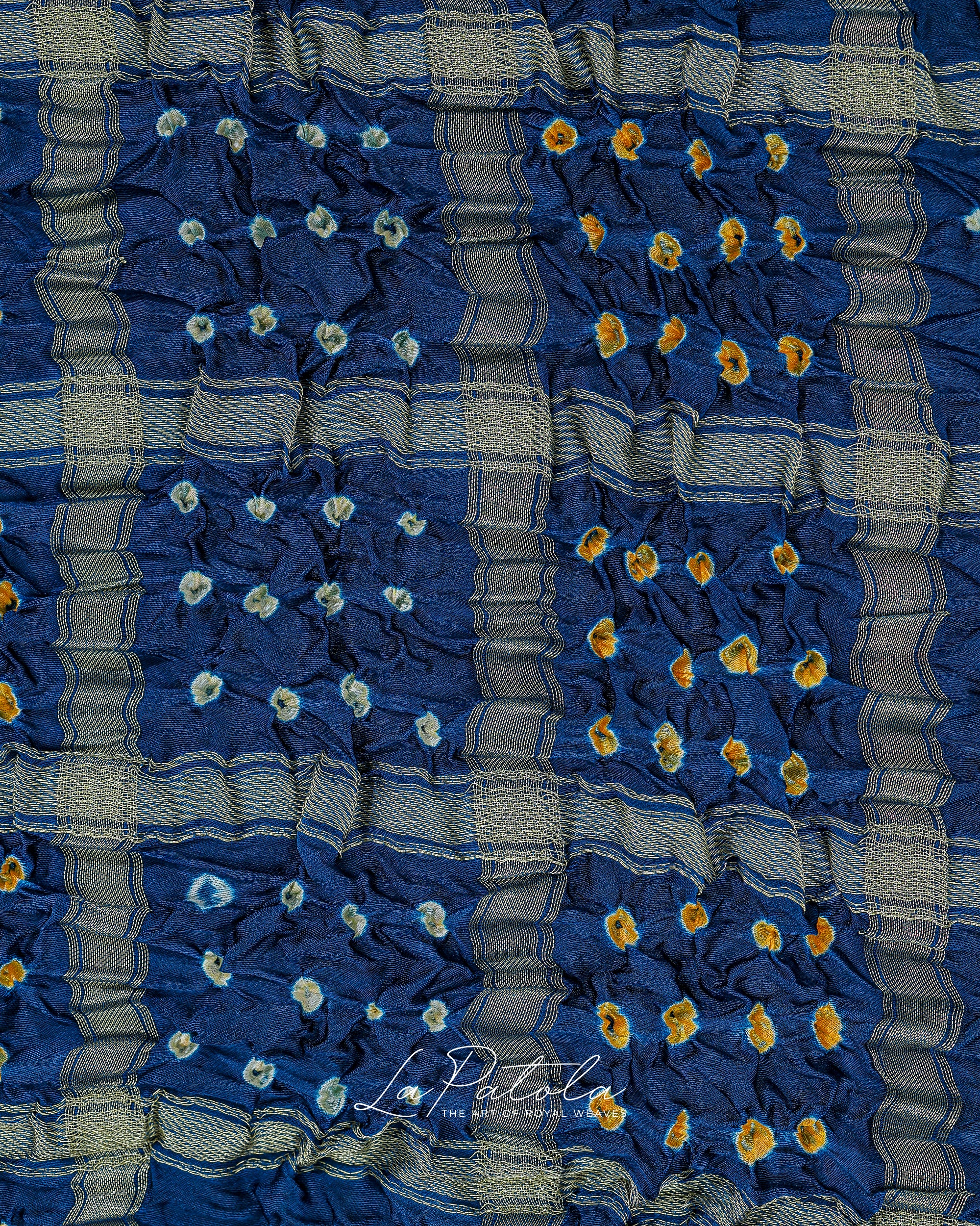 Indigo Gharchola Check Bandhej Saree