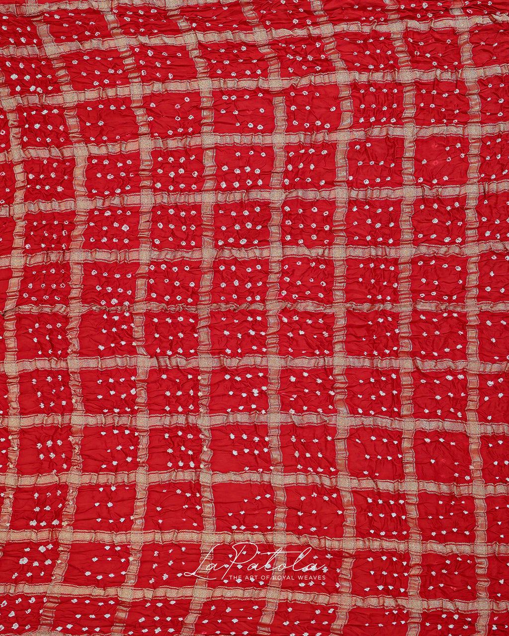 Red Check Bandhej Saree