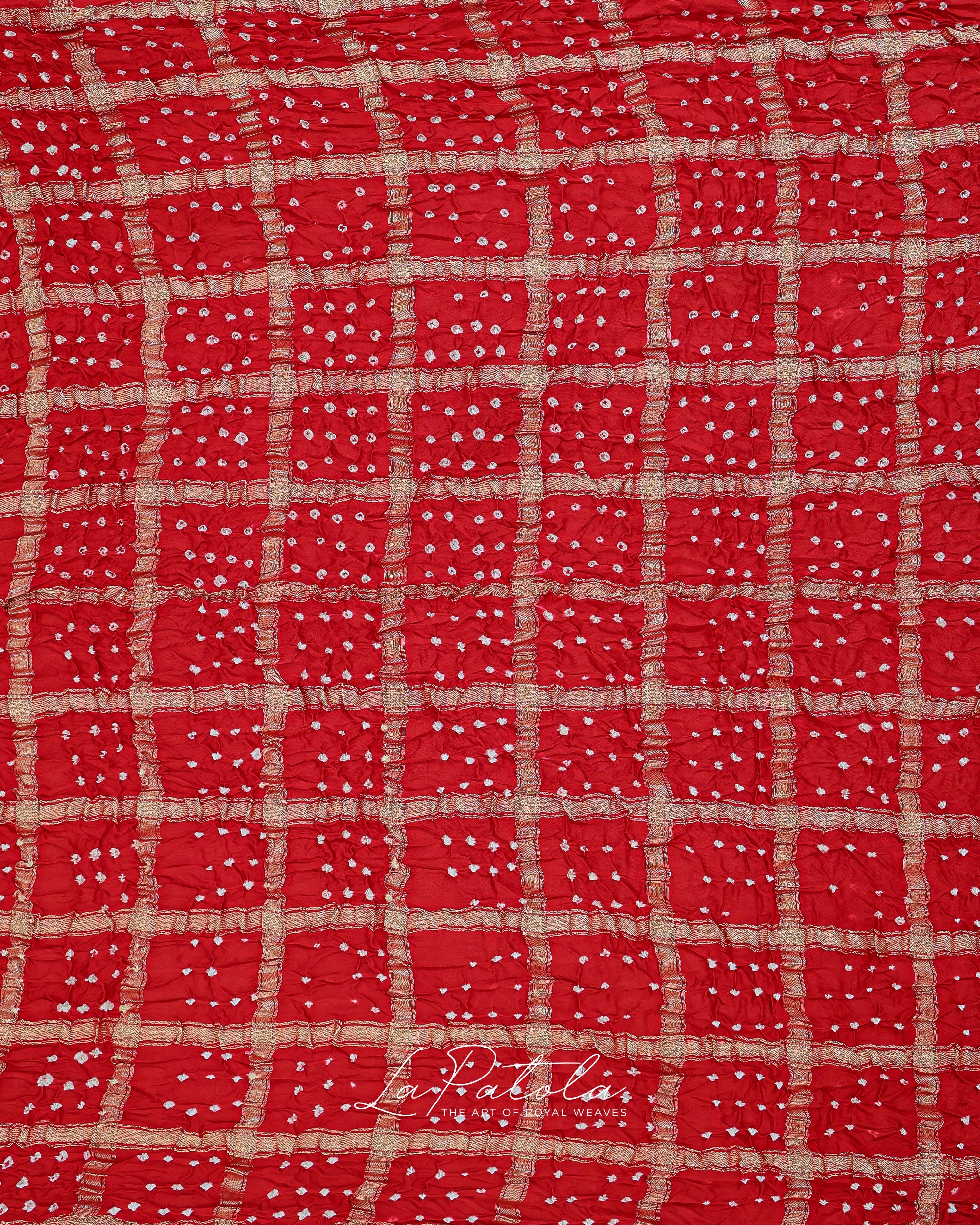 Red Check Bandhej Saree