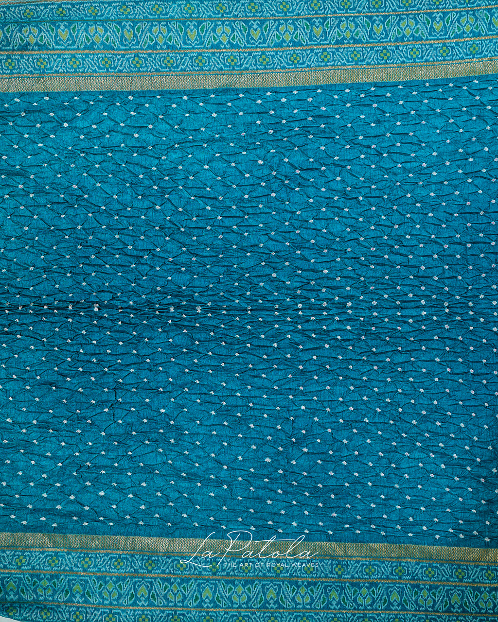 Teal Micro Dot Bandhej Saree
