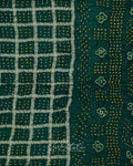 Bottle Green Crinkle Check Bandhej Saree