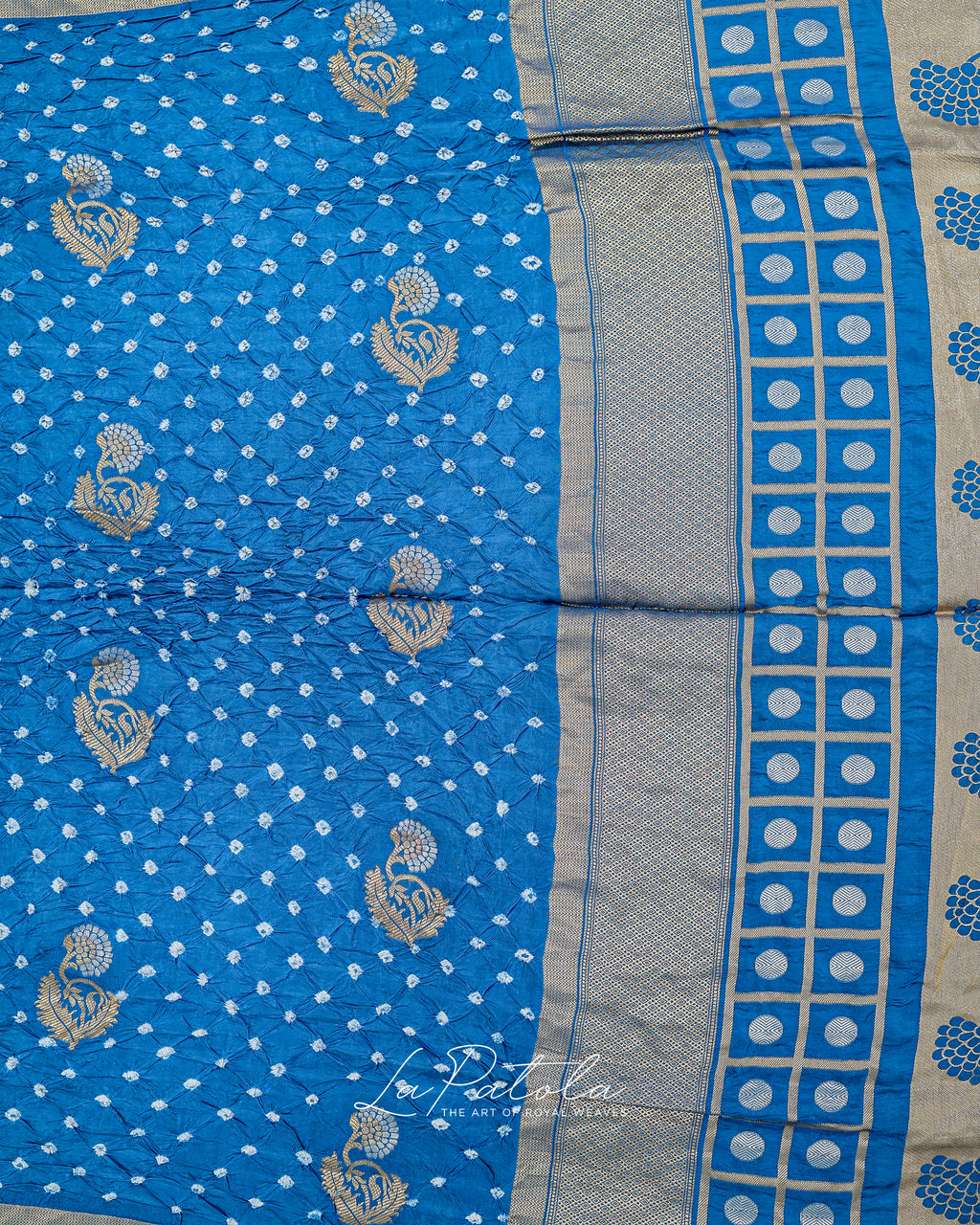 Sky Blue Paisley Pallu Bandhej Saree