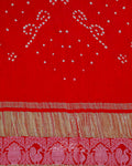 Red Paisley Dot Bandhej Saree
