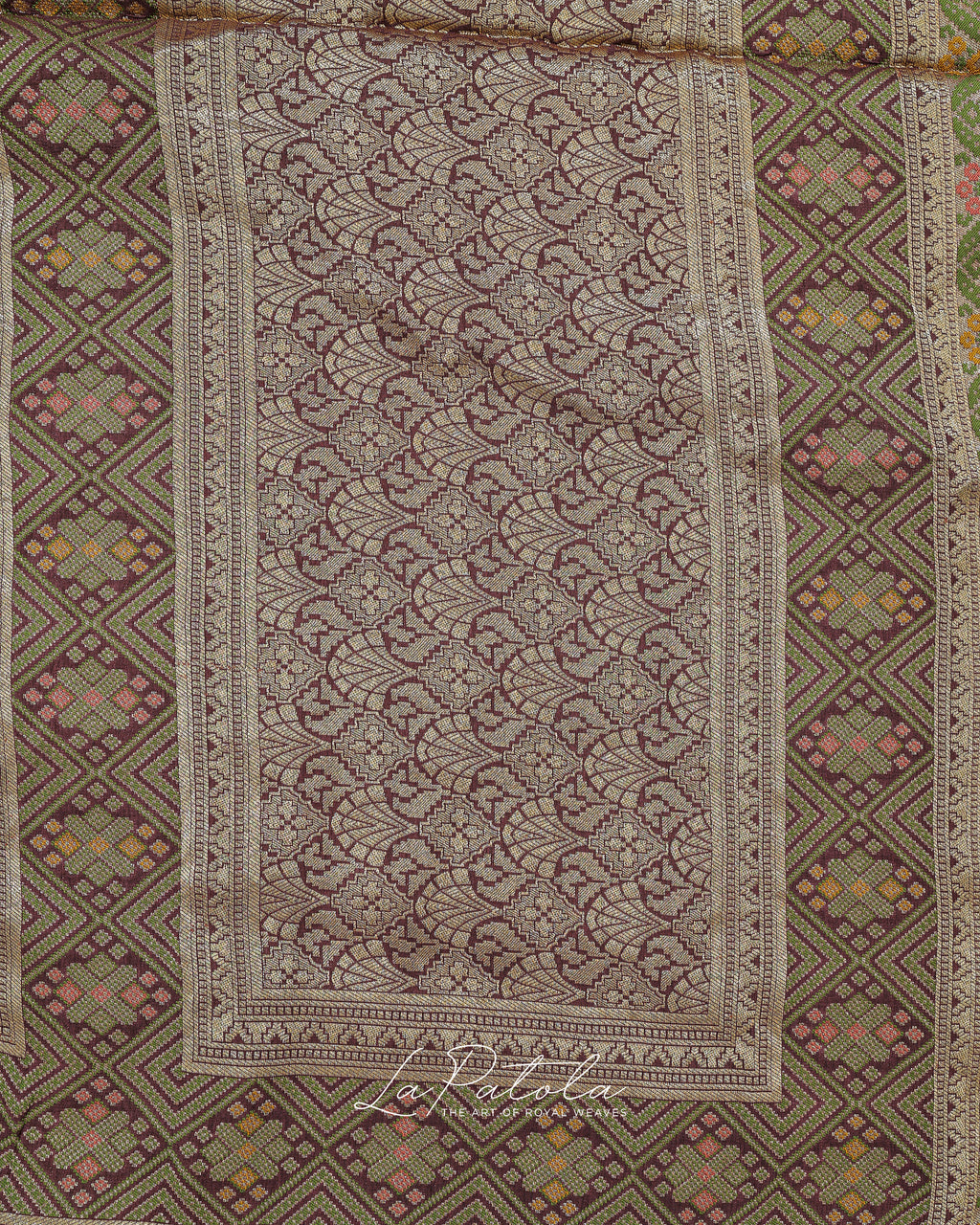 Coffee Brown Coin Motif Bandhej Saree