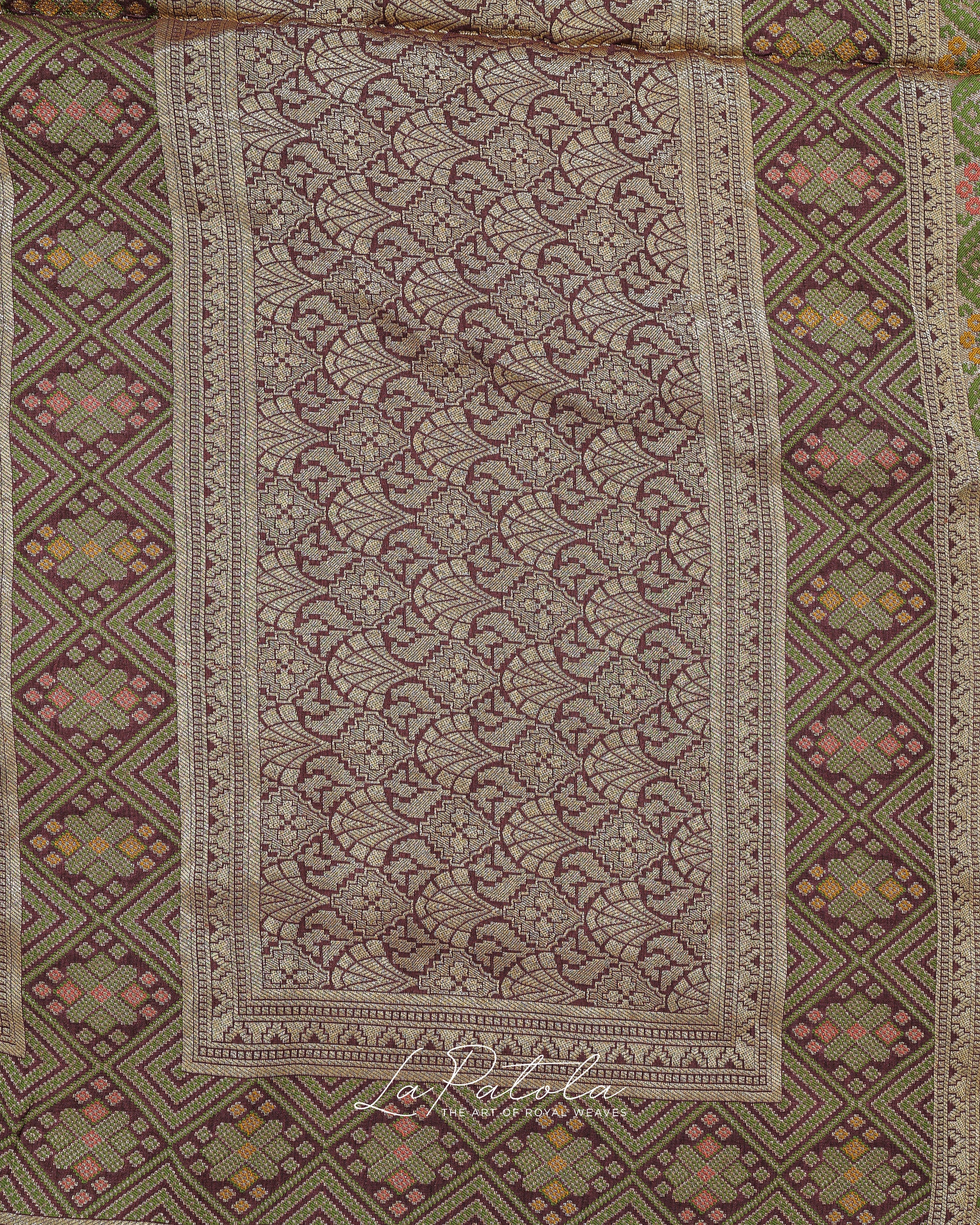 Coffee Brown Coin Motif Bandhej Saree