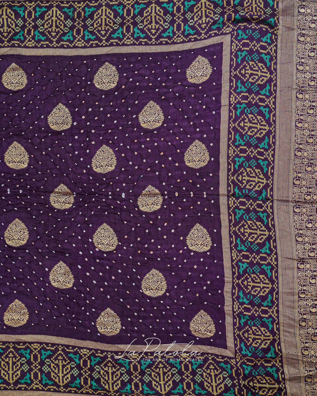 Deep Purple Paisley Pallu Bandhej Saree