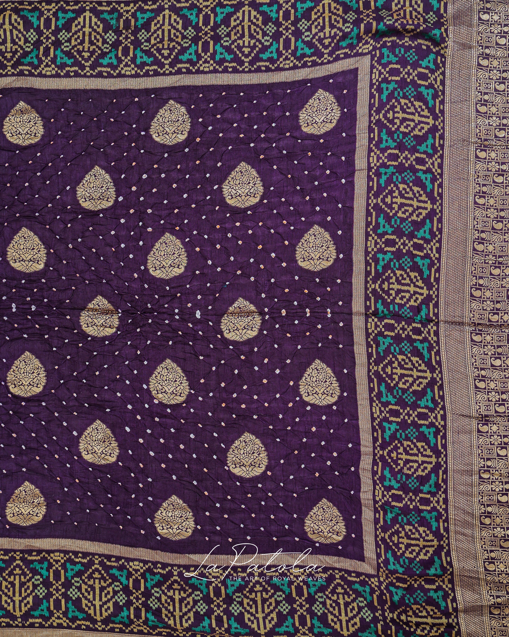 Deep Purple Paisley Pallu Bandhej Saree