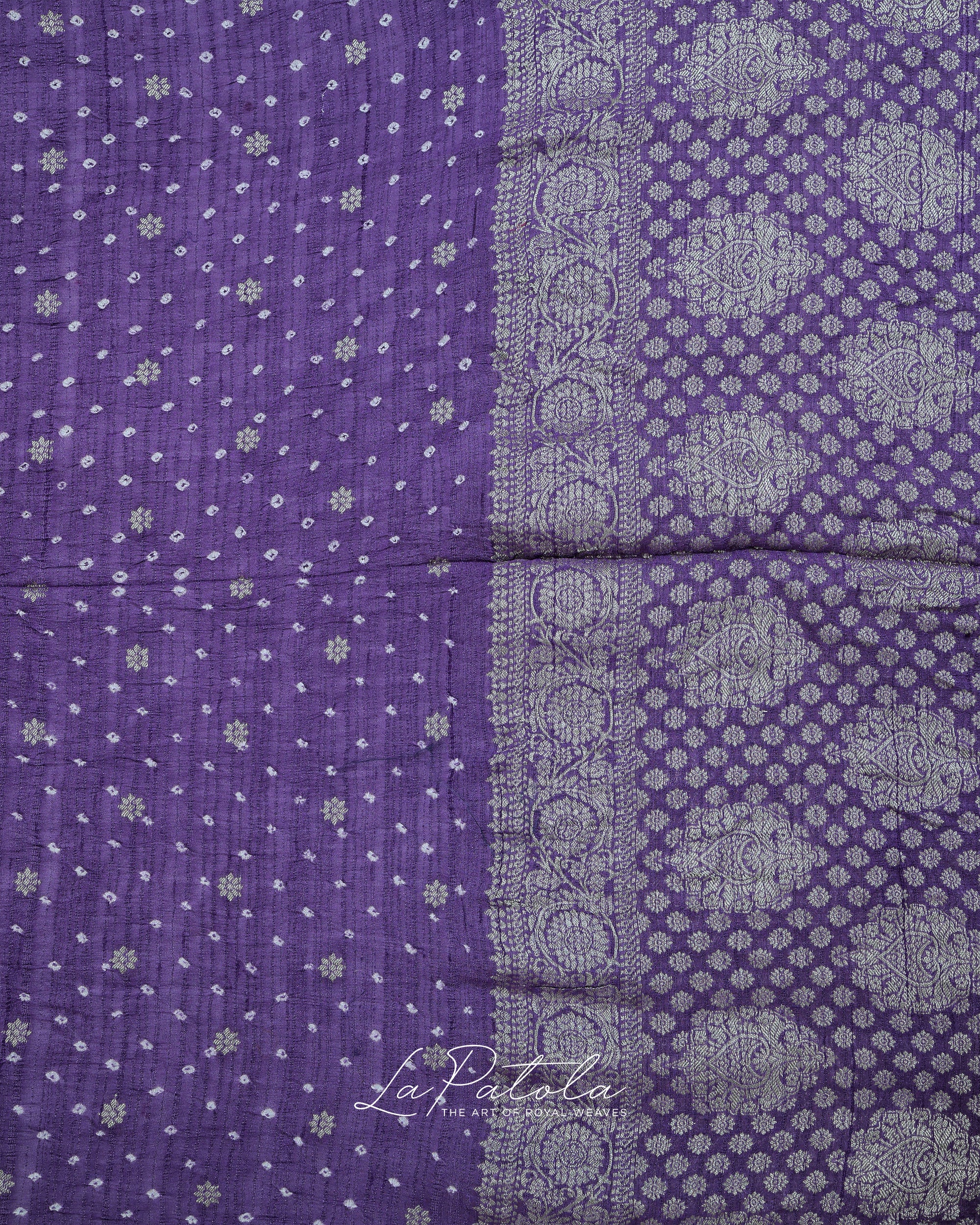 Lavender Jacquard Bandhej Saree