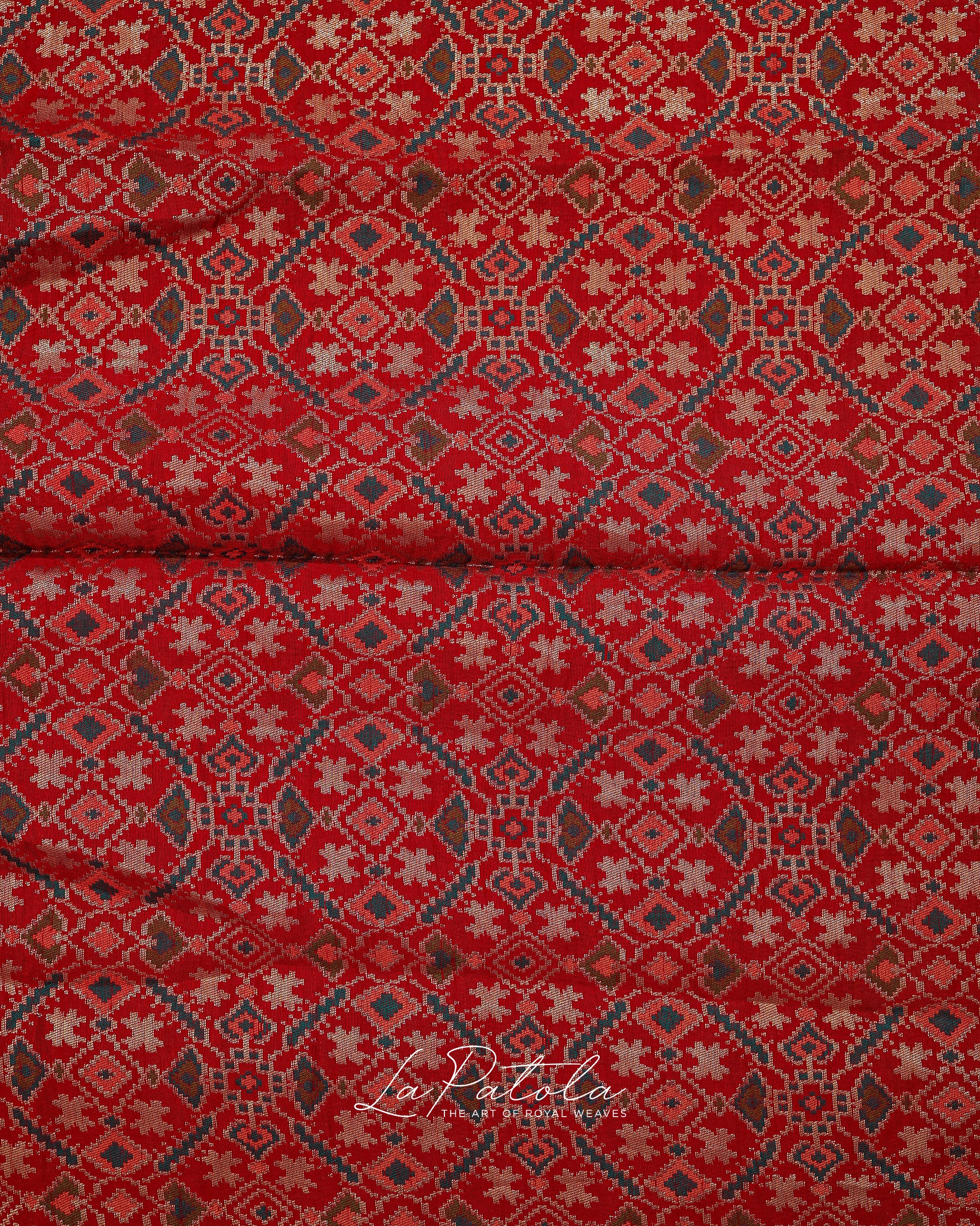 Red Zari Buti Bandhej Saree
