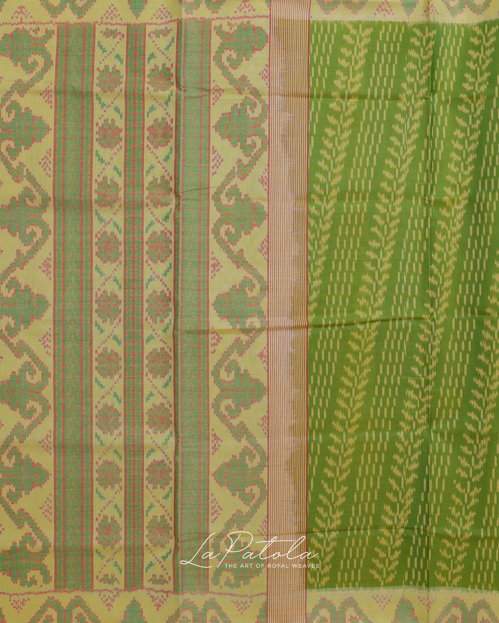 Olive Green Creeper Ikat Patola Saree