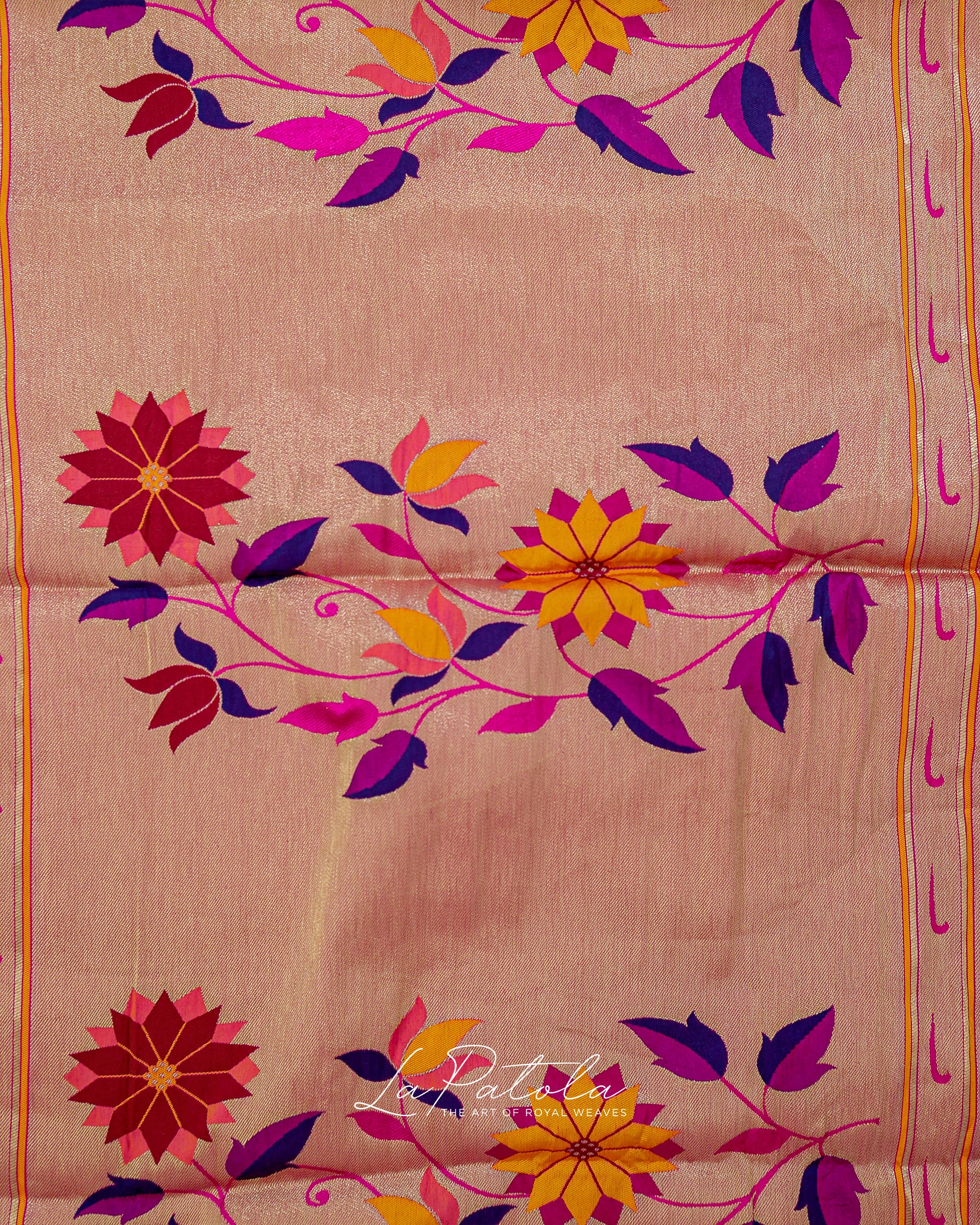 Yellow Pink Floral Pallu Bandhej Saree