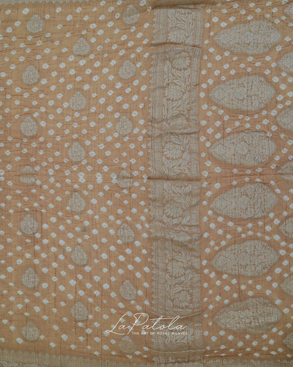 Beige Woven Pallu Bandhej Saree