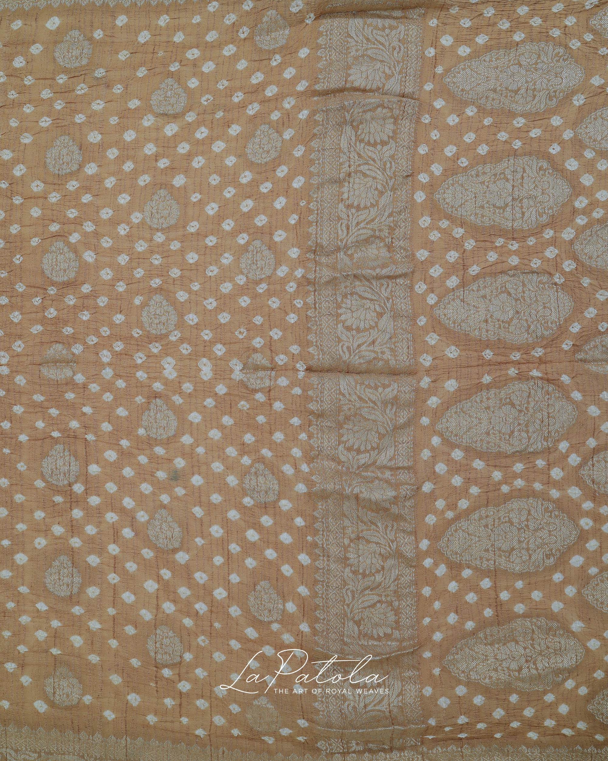 Beige Woven Pallu Bandhej Saree
