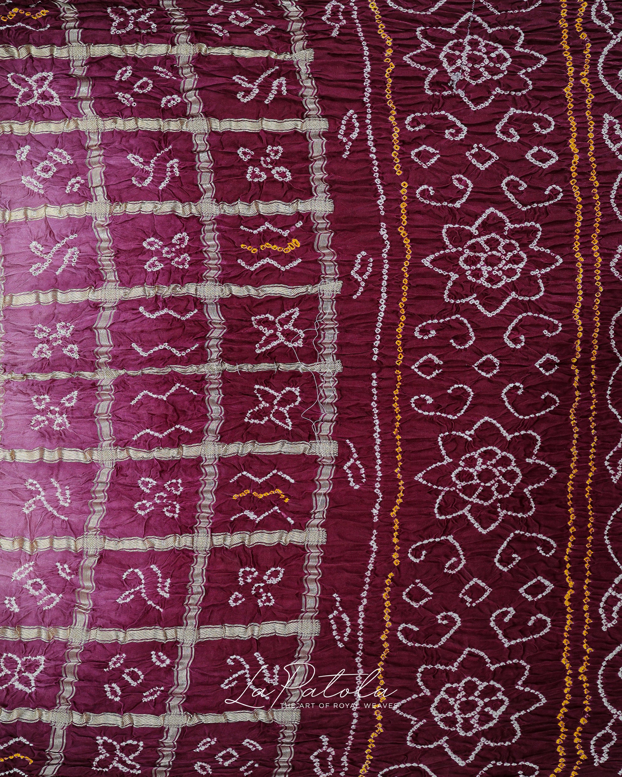 Plum Leheriya Floral Bandhej Saree