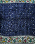 Navy Floral Panel Bandhej Saree