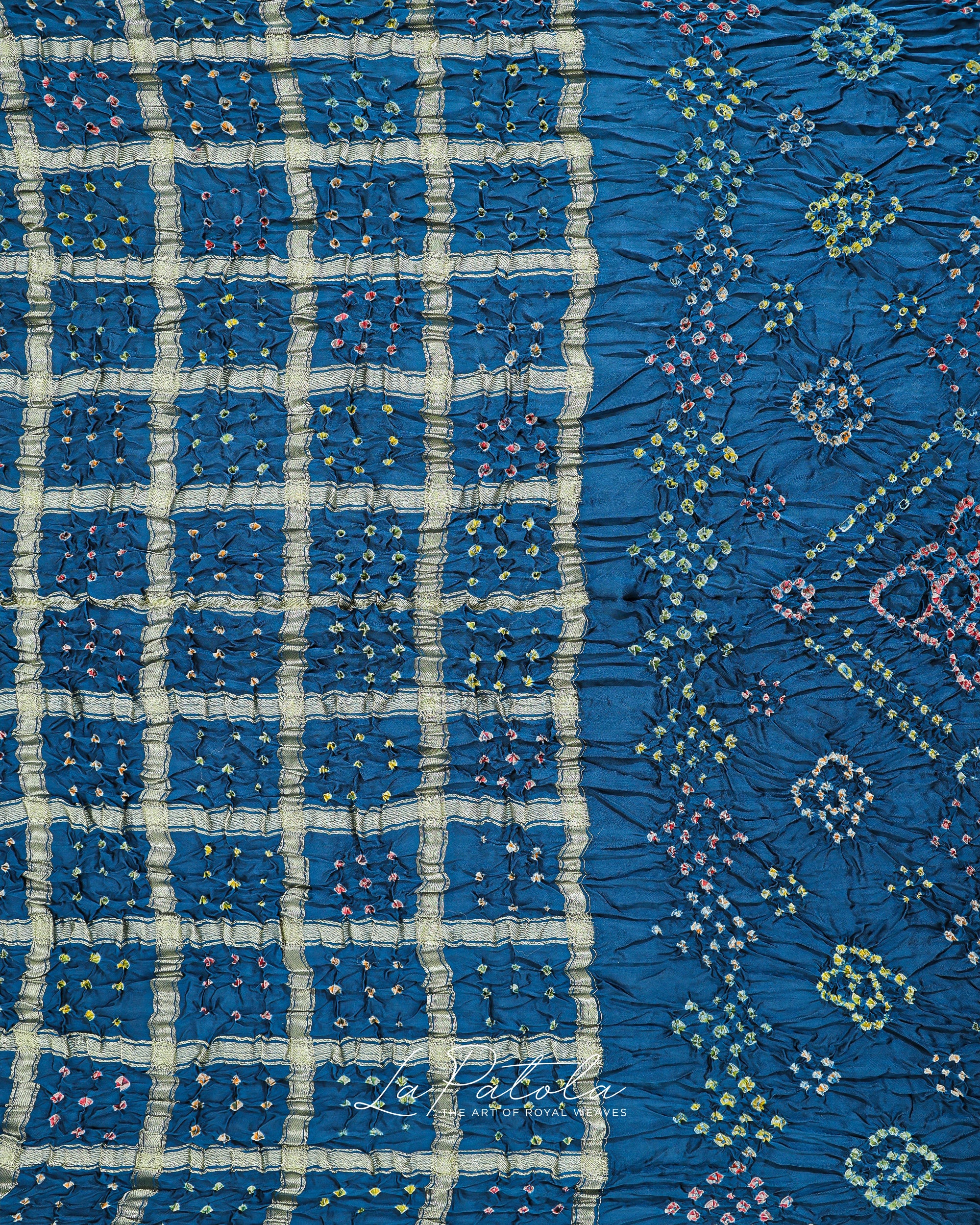 Royal Blue Leheriya Bandhej Saree