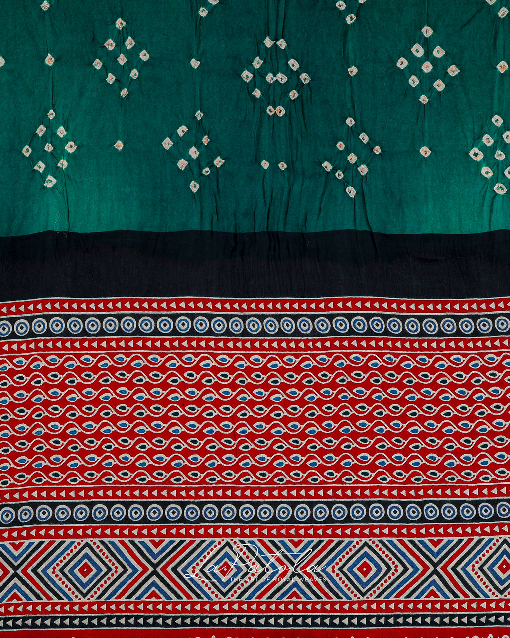 Teal Scattered Buti Bandhej Saree