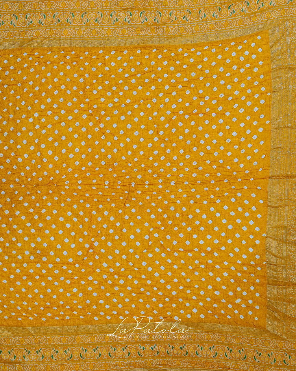 Mustard Micro Dot Bandhej Saree