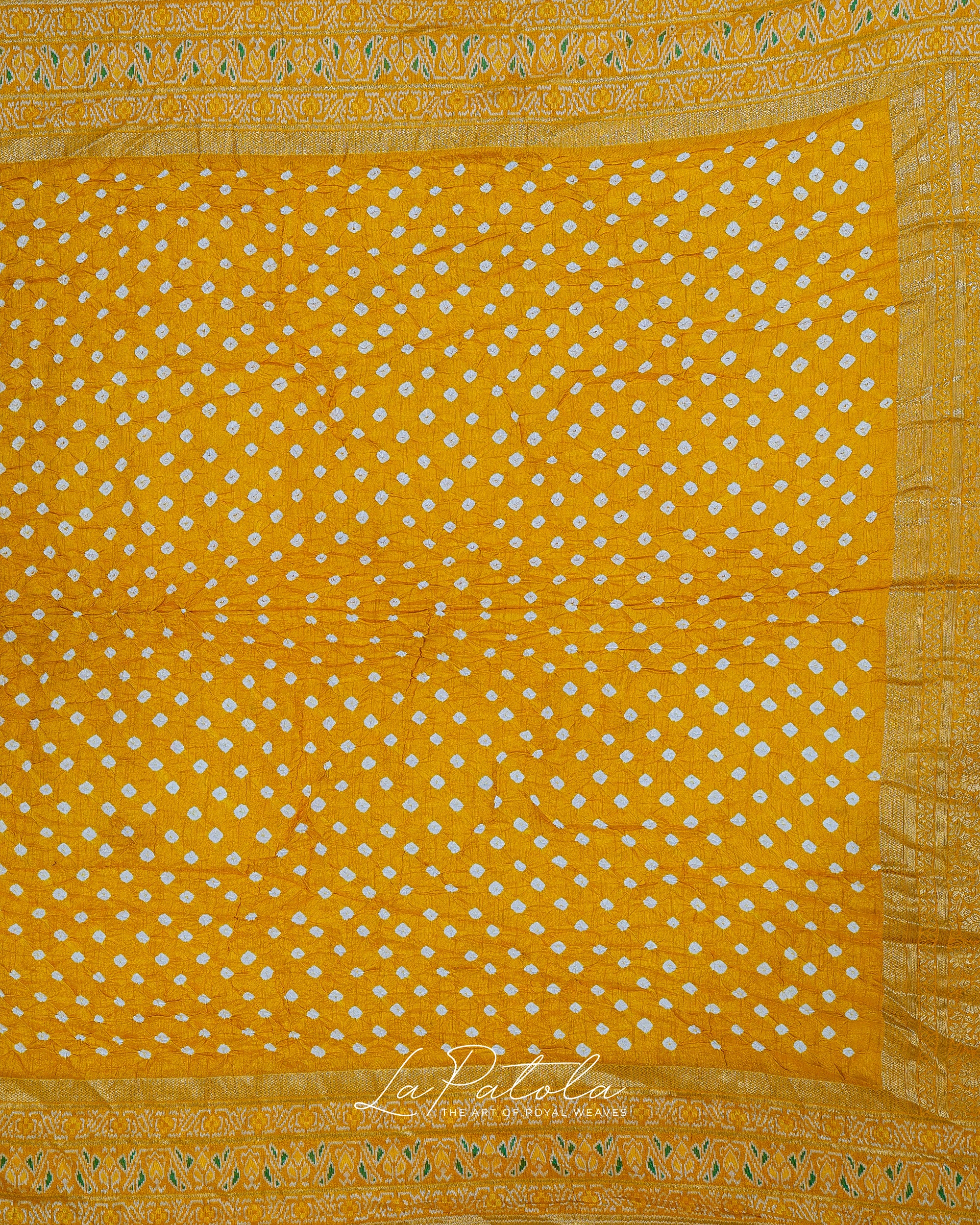 Mustard Micro Dot Bandhej Saree