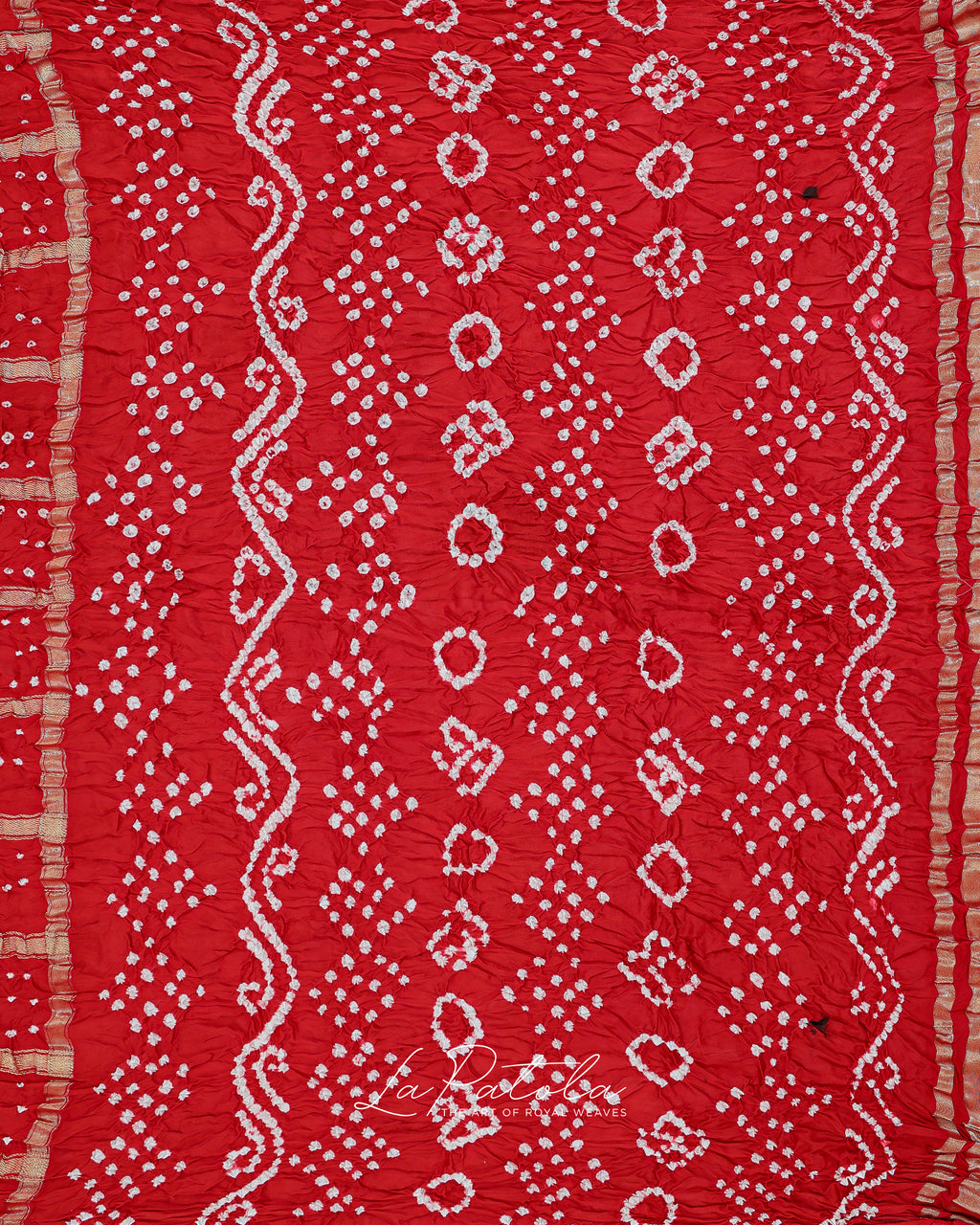 Red Check Bandhej Saree