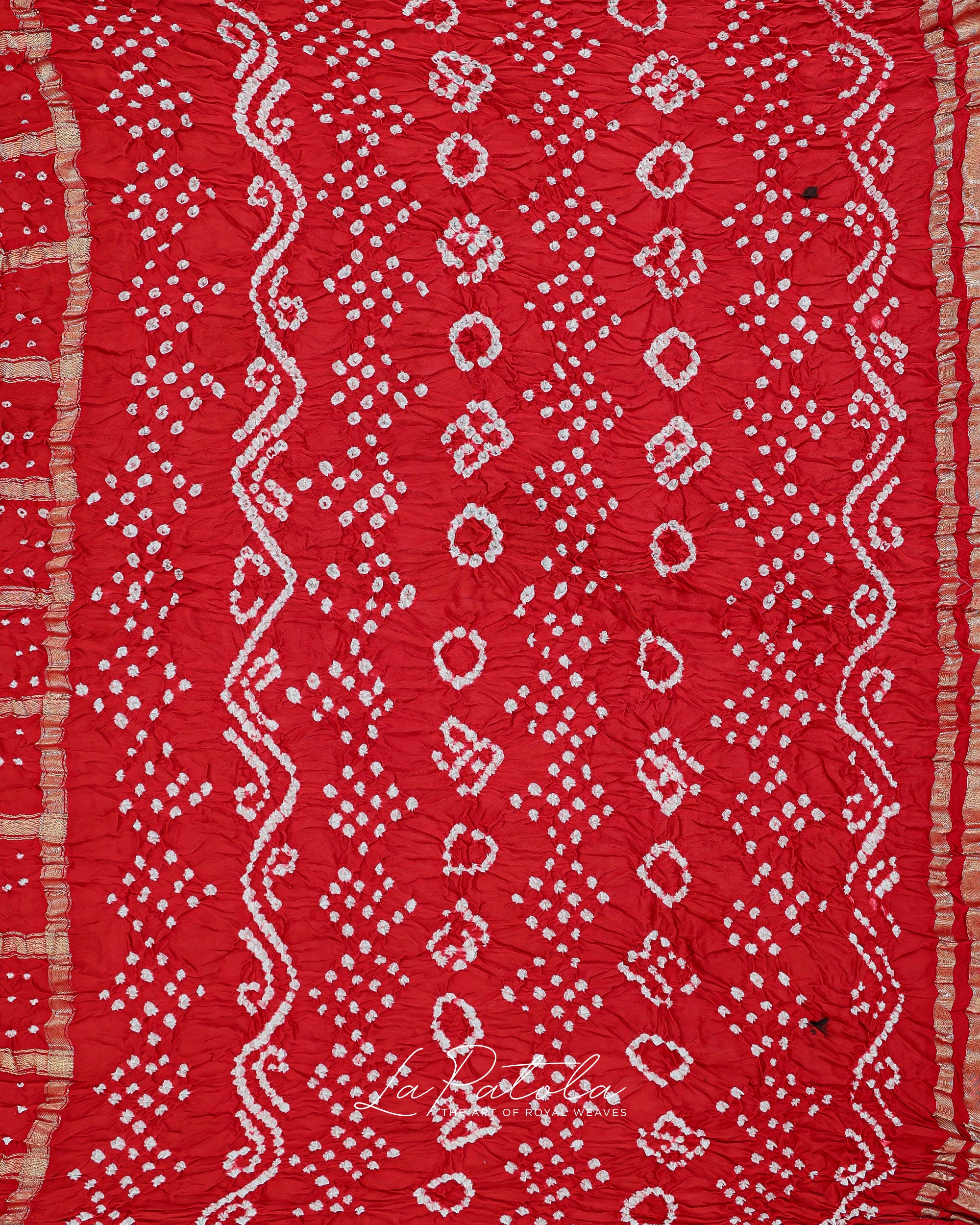 Red Check Bandhej Saree