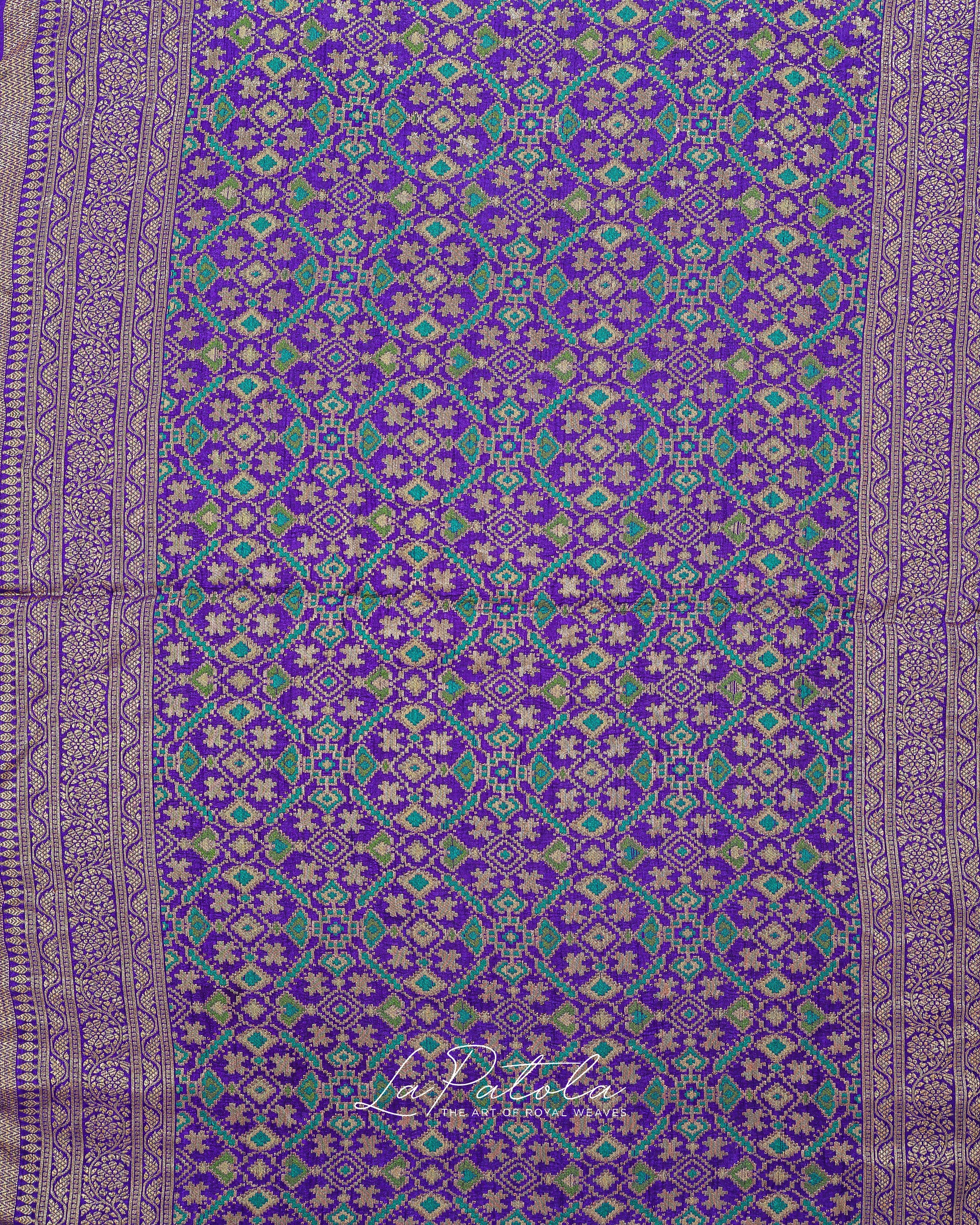Violet Zari Buti Bandhej Saree