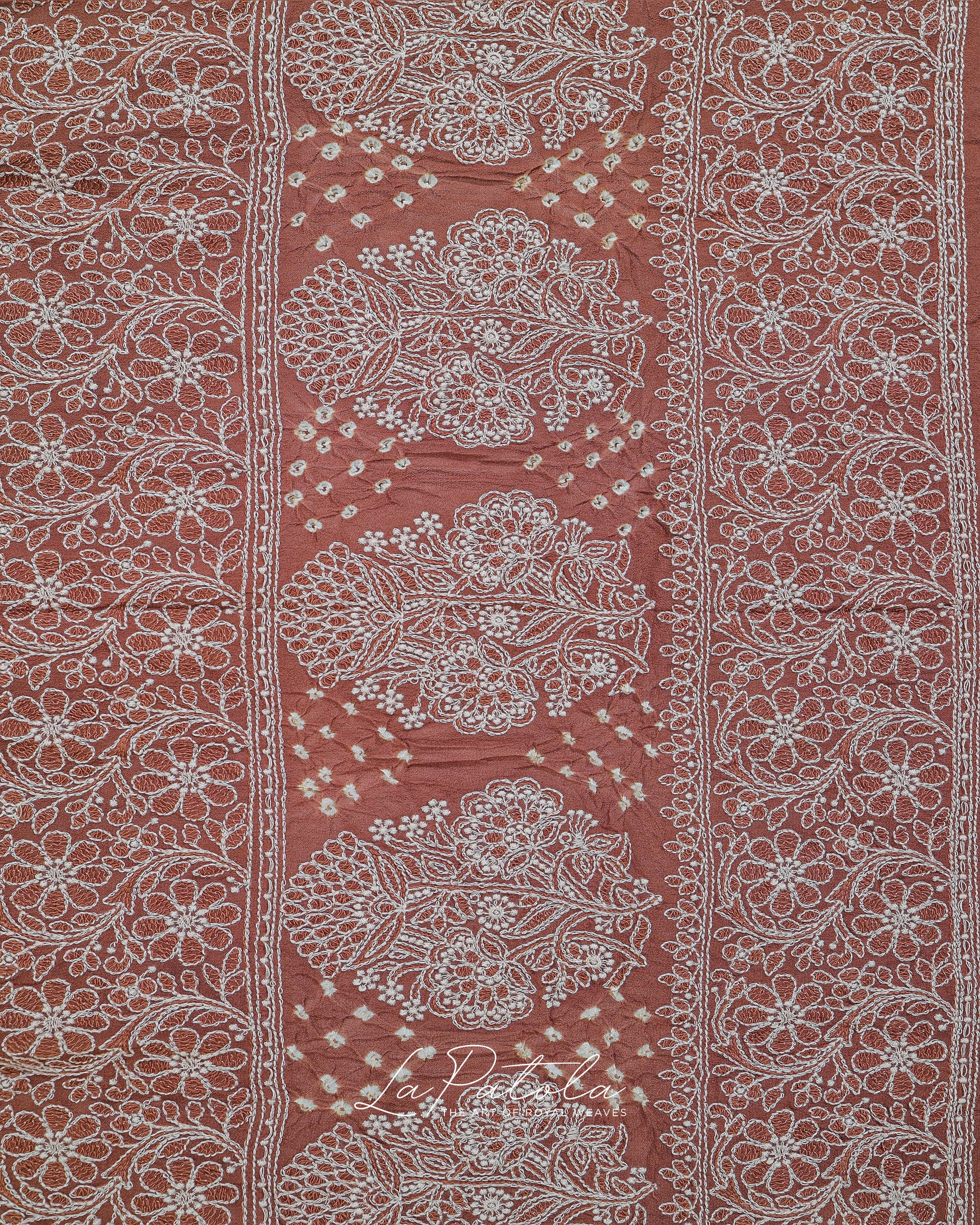 Nude Beige Ornate Pallu Bandhej Saree