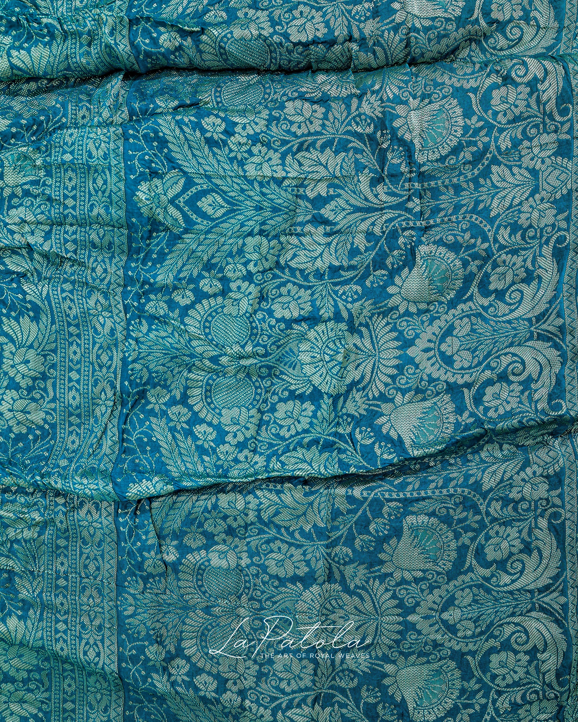 Aqua Floral Bandhej Saree