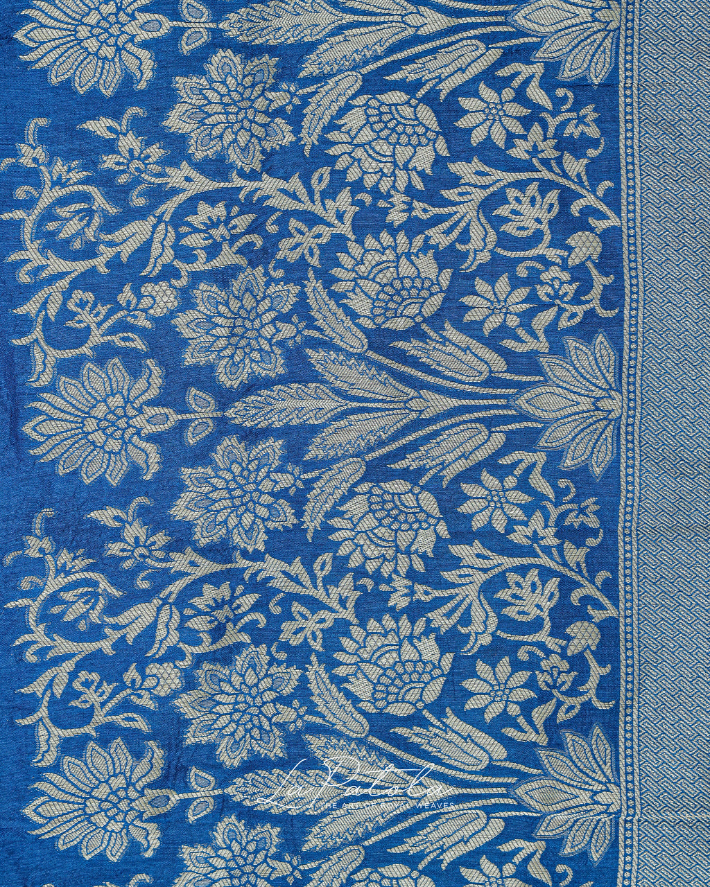 Royal Blue Diagonal Dot Bandhej Saree