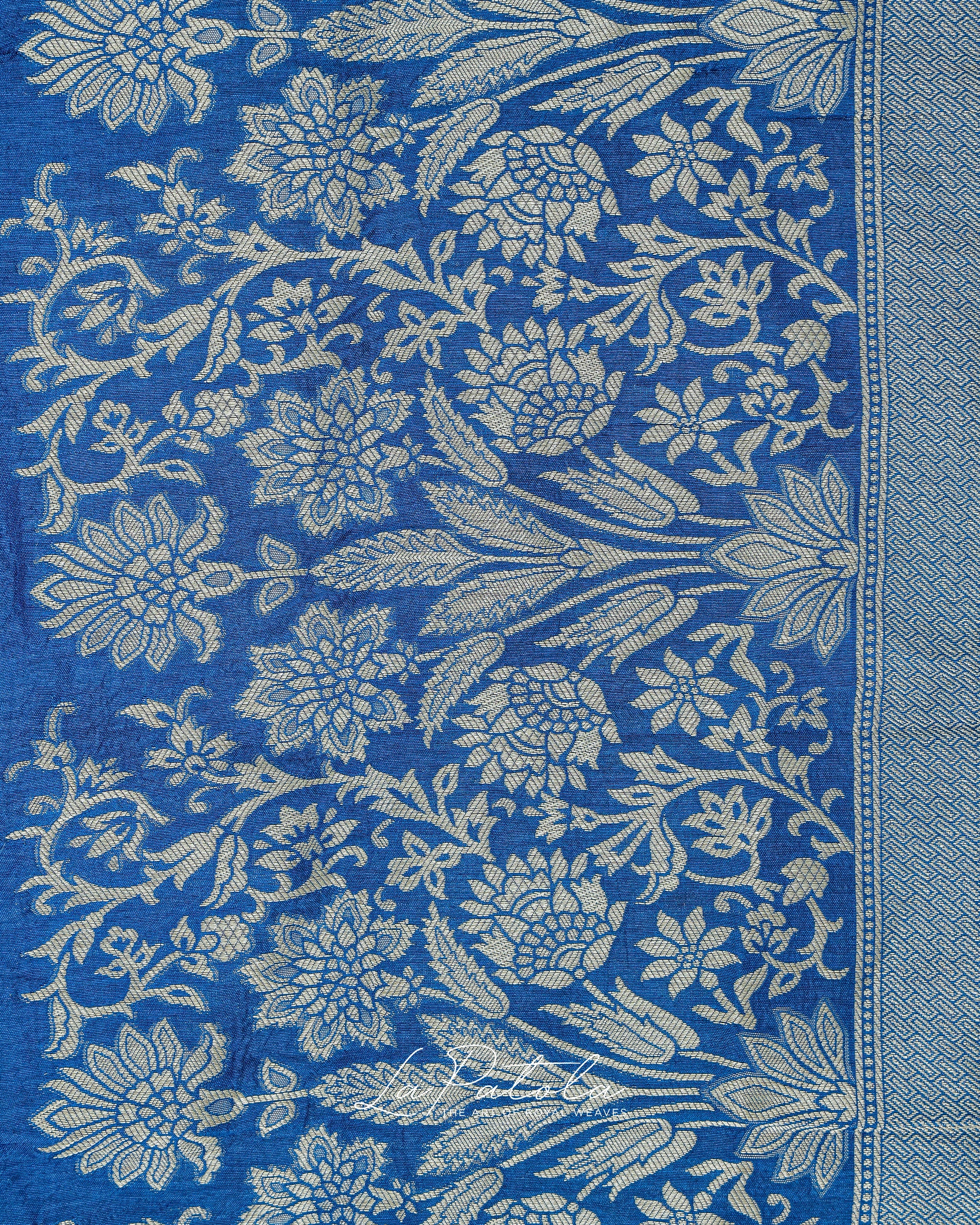 Royal Blue Diagonal Dot Bandhej Saree