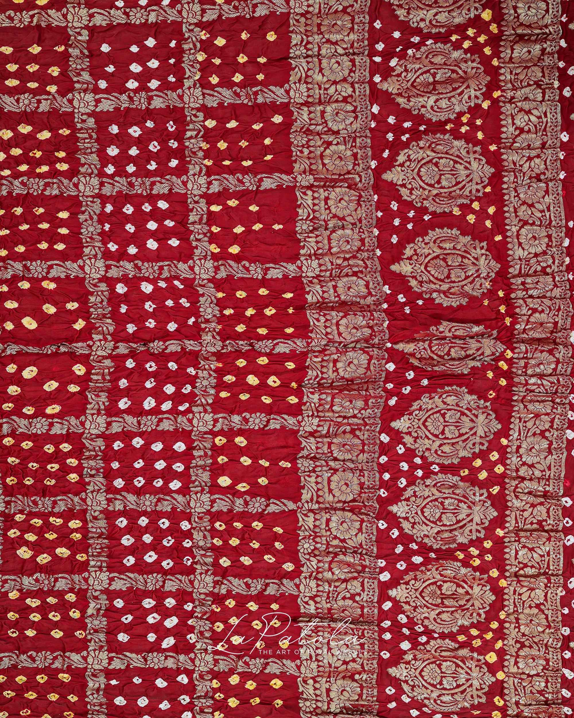 Brick Red Gharchola Bandhej Saree