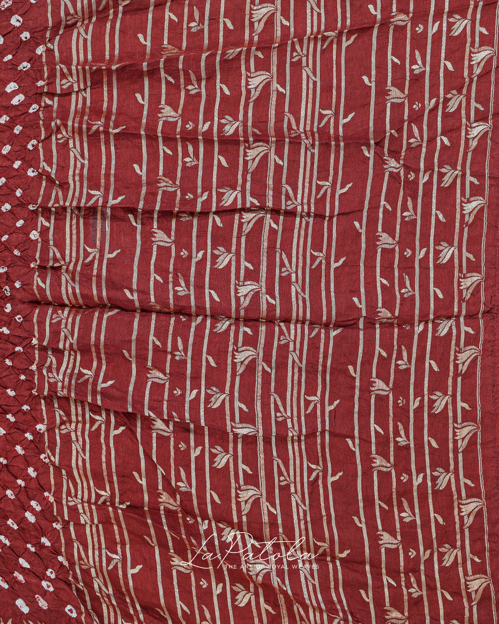 Maroon Petal Buti Bandhej Saree