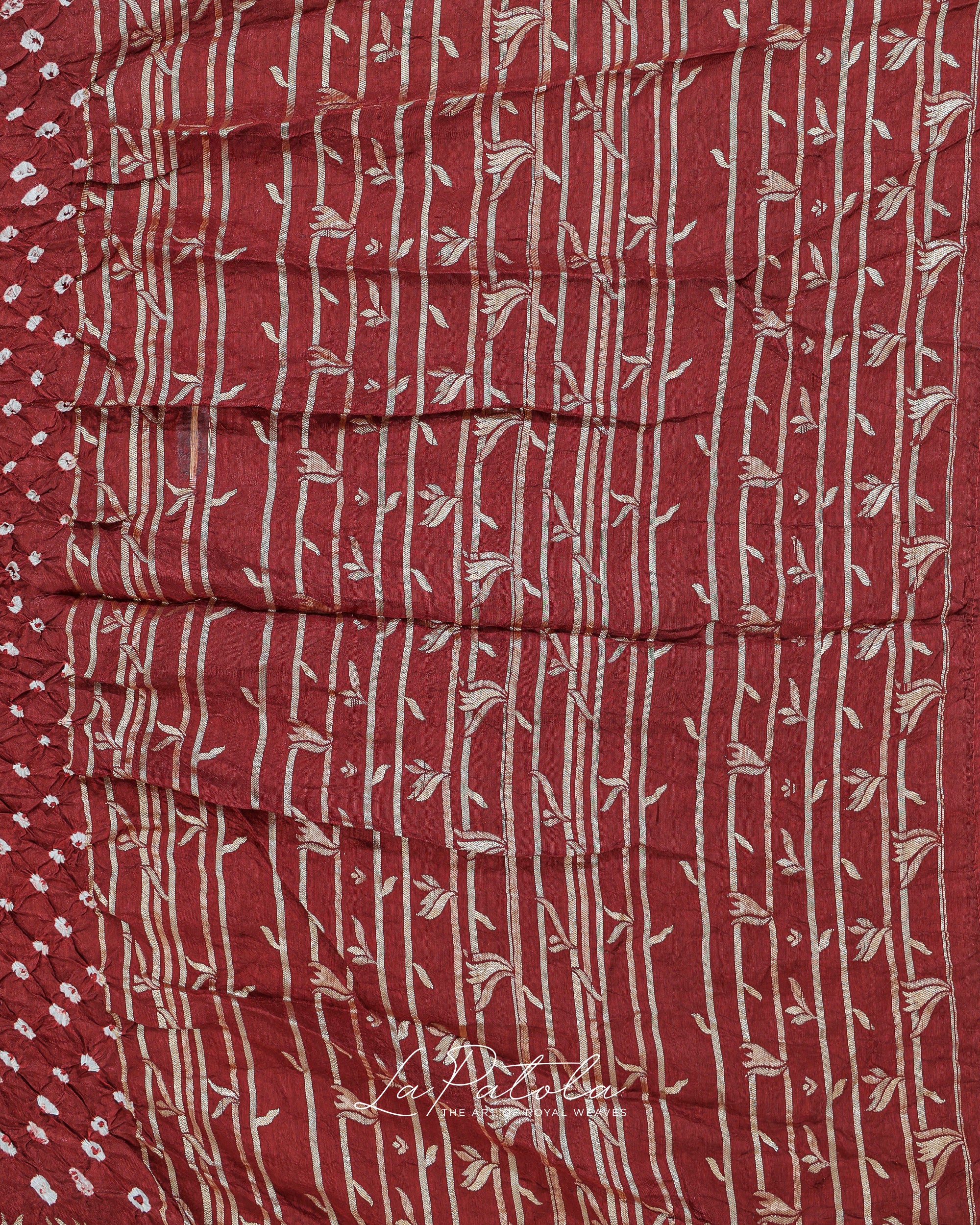 Maroon Petal Buti Bandhej Saree