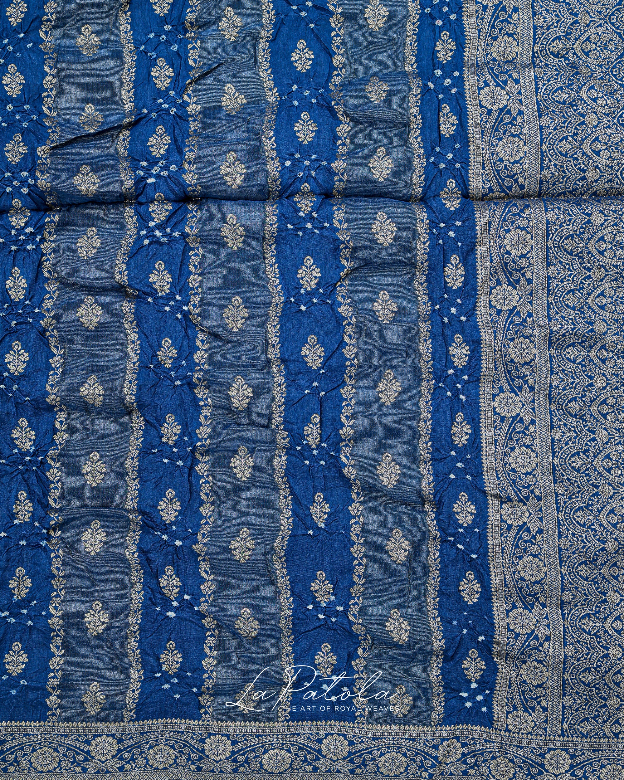 Powder Blue Zari Bandhej Saree