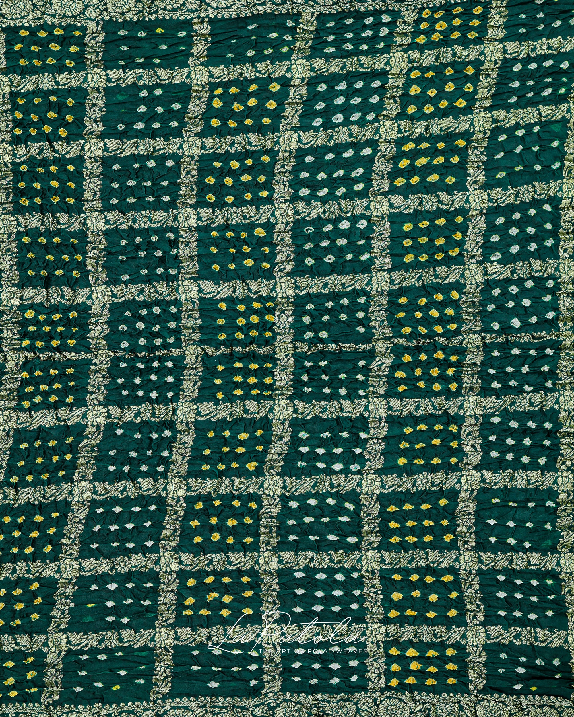 Bottle Green Gharchola Bandhej Saree