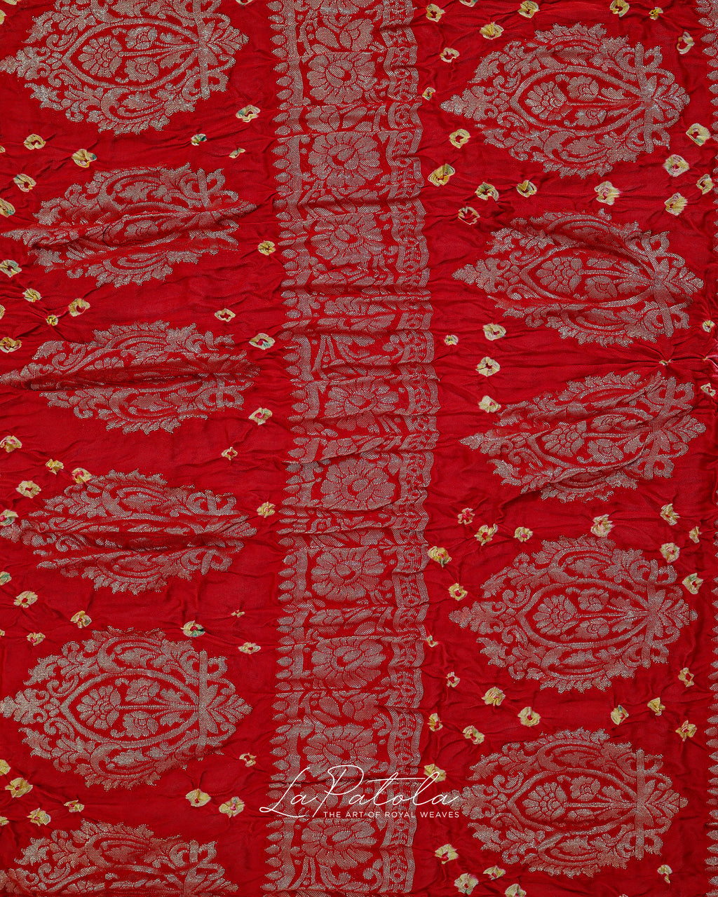 Red Ornate Pallu Bandhej Saree