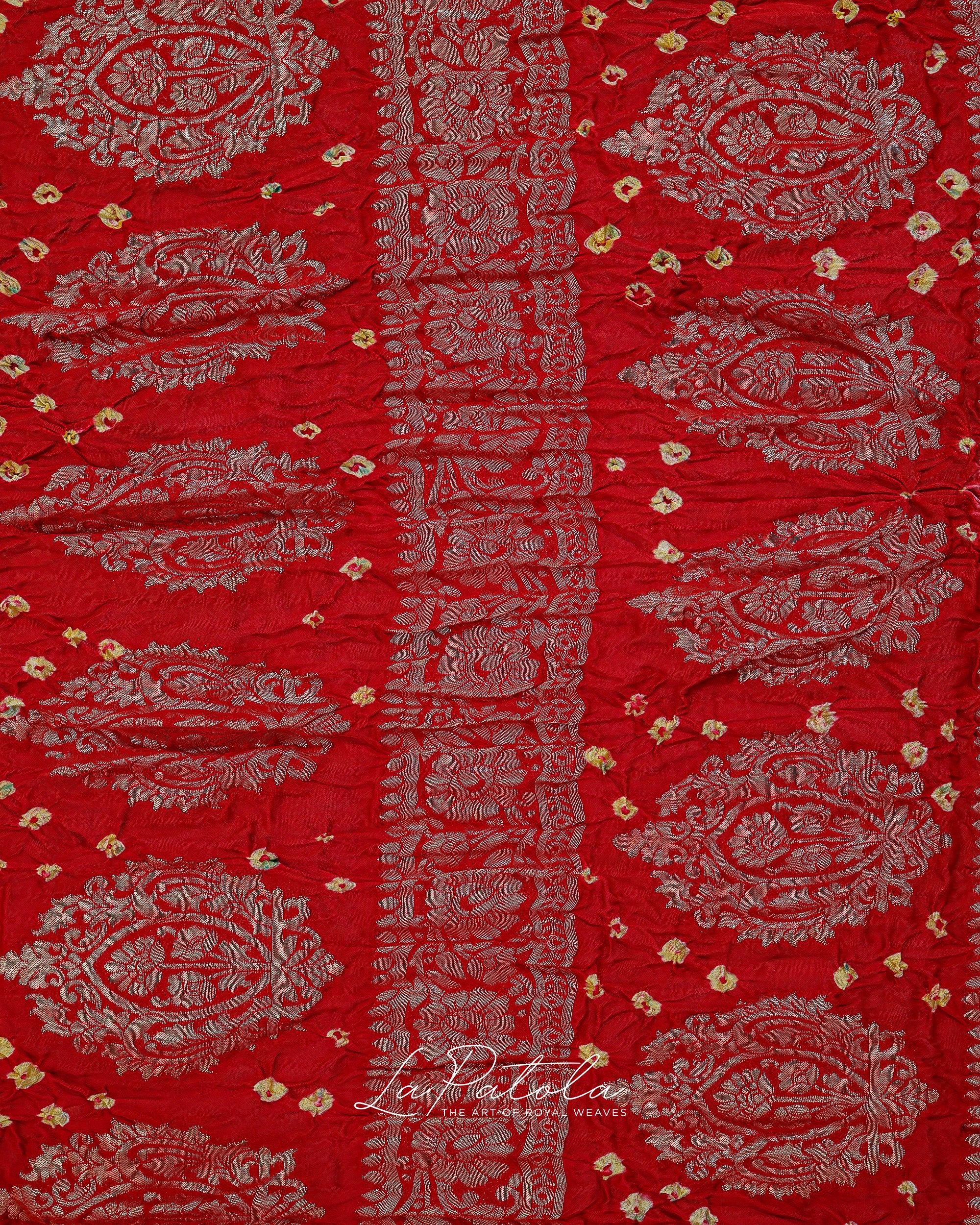 Red Ornate Pallu Bandhej Saree