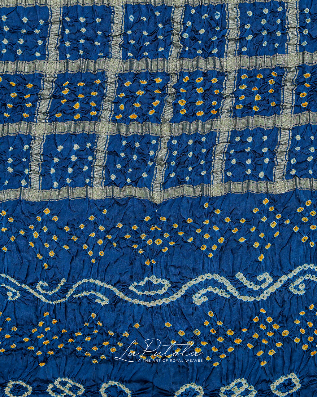 Indigo Gharchola Check Bandhej Saree