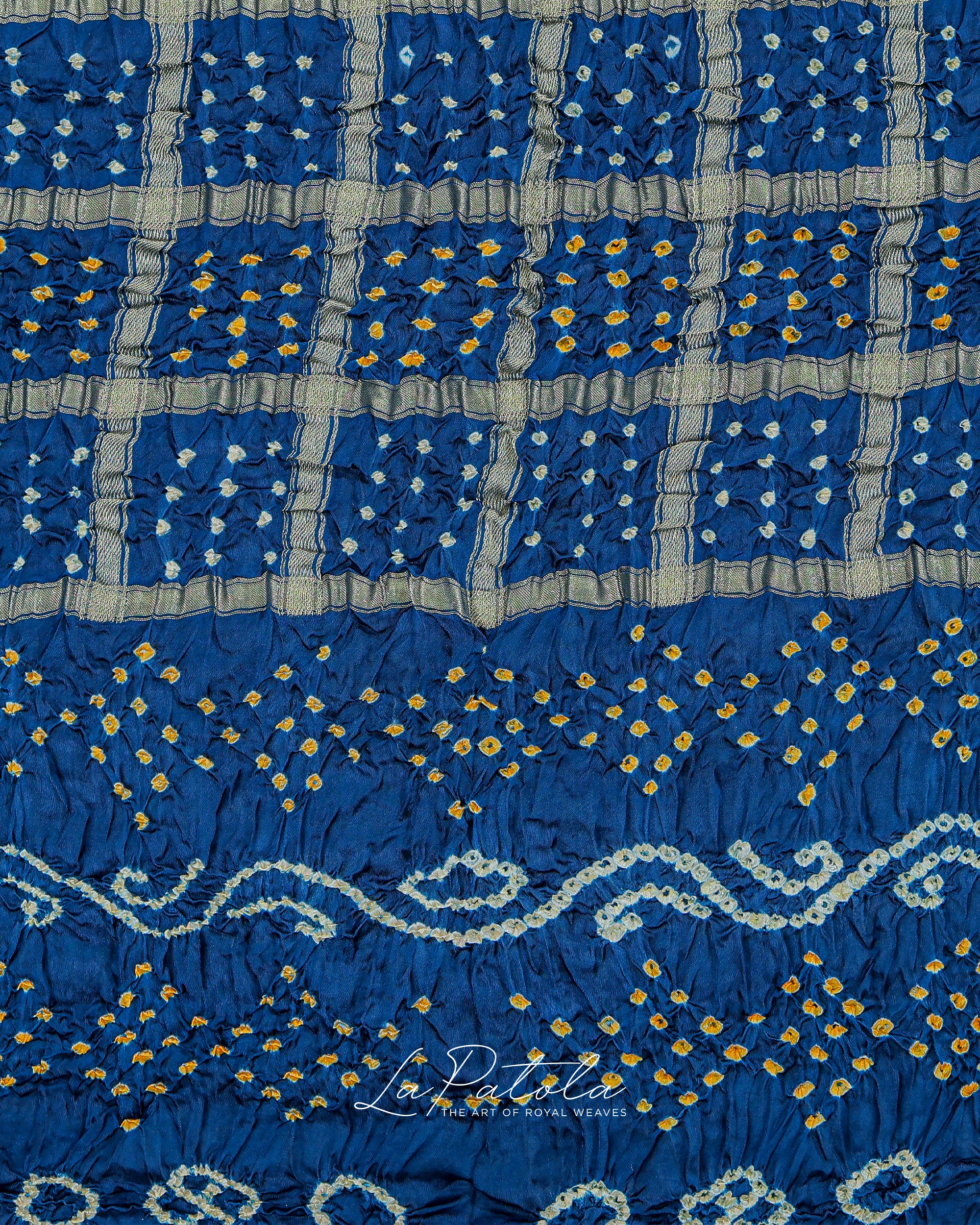 Indigo Gharchola Check Bandhej Saree