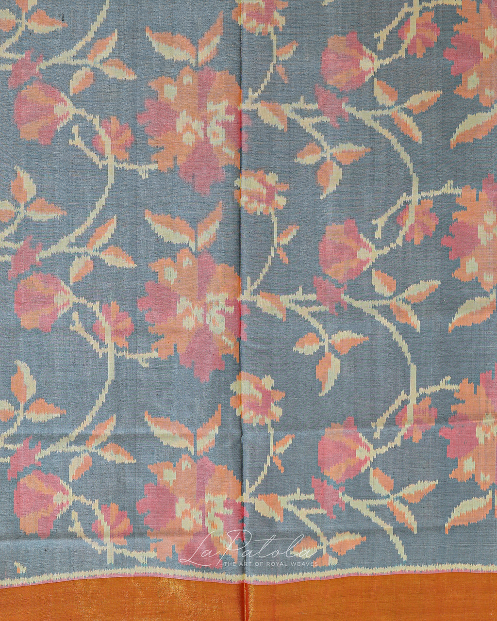 Powder Blue Floral Vine Patola Saree