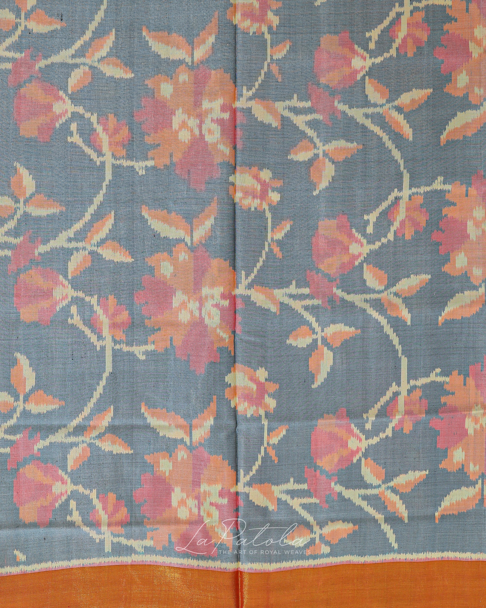 Powder Blue Floral Vine Patola Saree