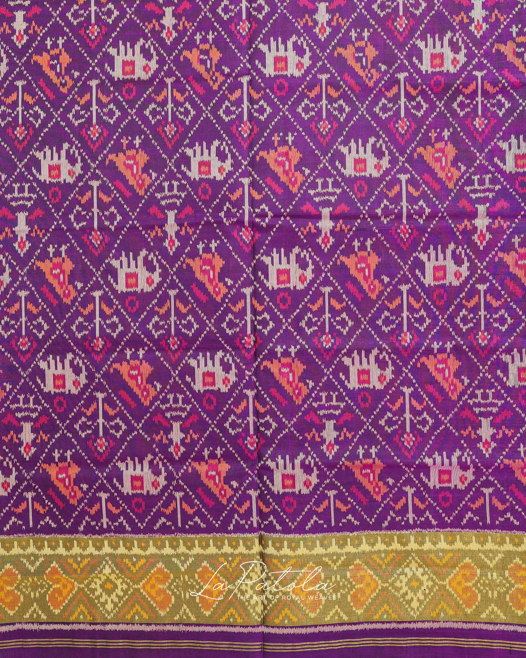 Royal Purple Elephant Motif Patola Saree
