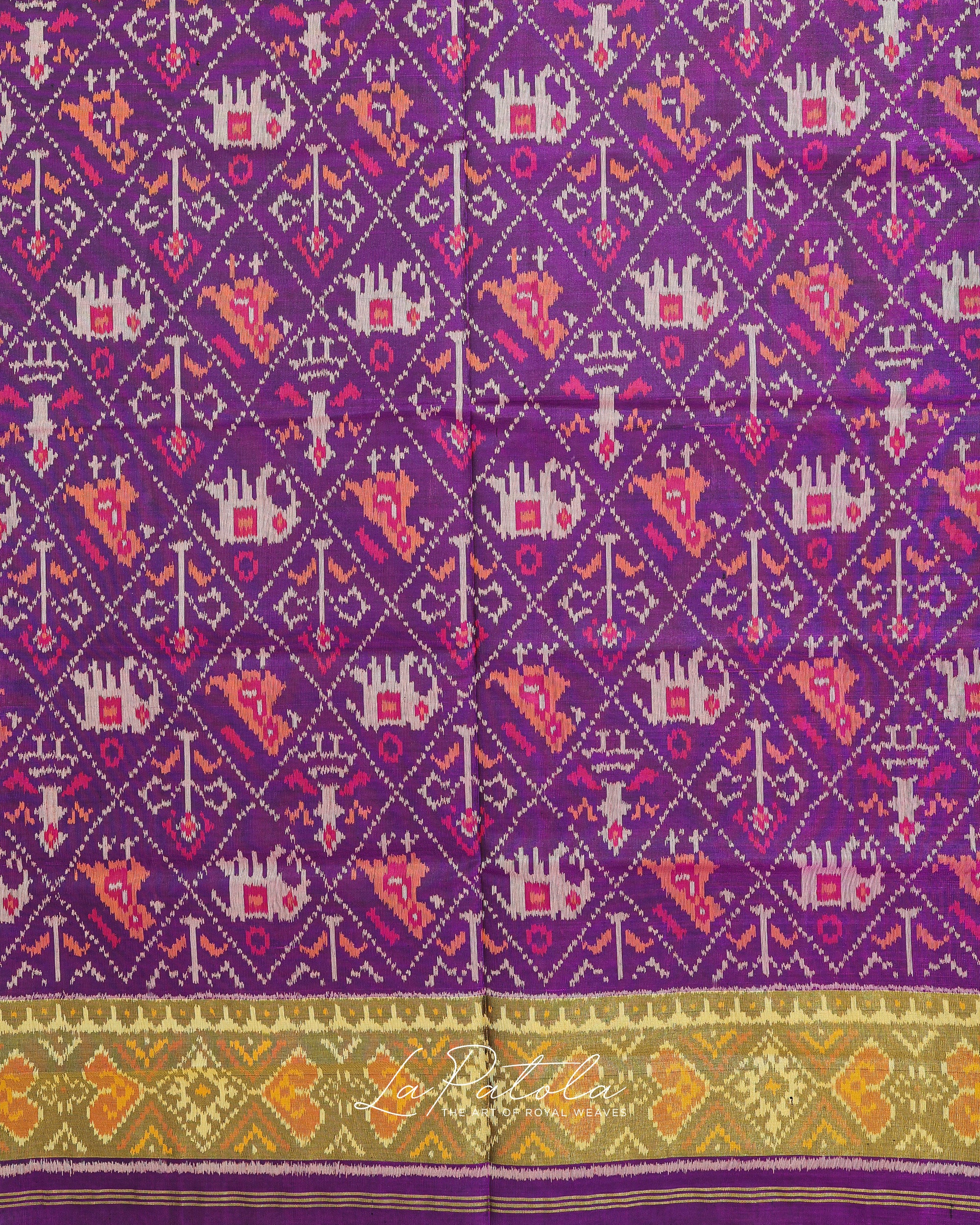 Royal Purple Elephant Motif Patola Saree