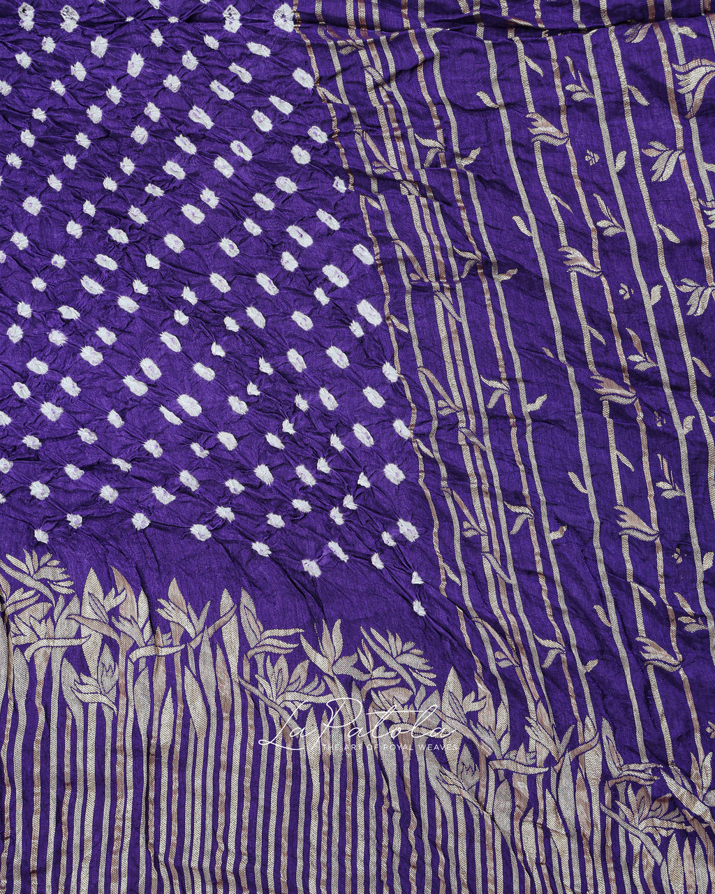 Purple Petal Dot Bandhej Saree